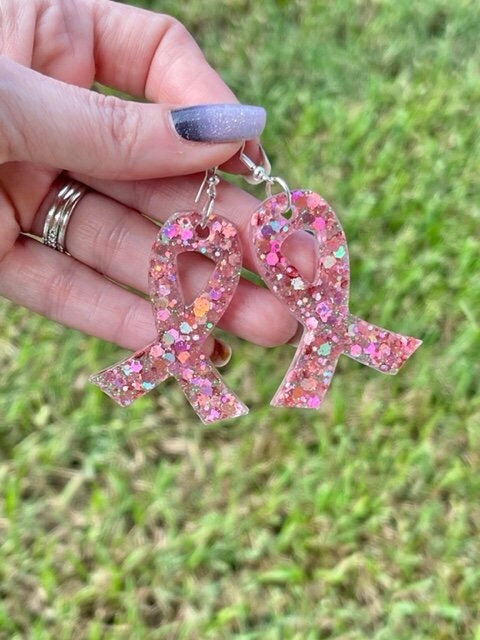 Breast cancer ribbon earring - Awareness ribbon earrings
