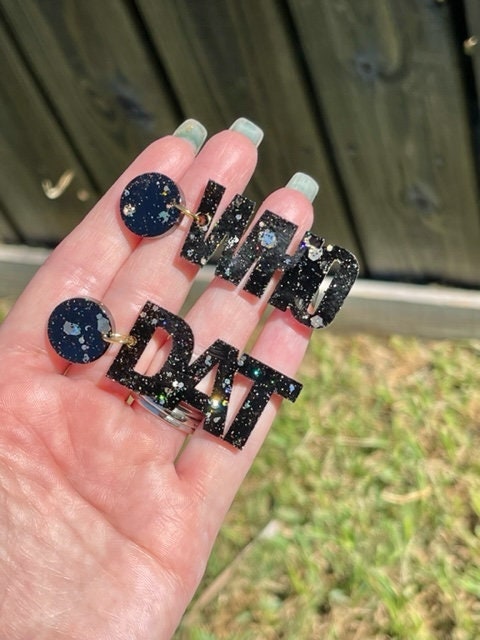 Who Dat Game Day glitter resin earrings