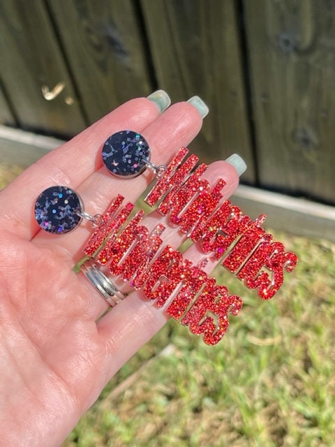Wolverines Game Day glitter resin earrings