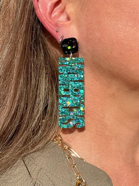 Mavericks Game Day Glitter Resin Earrings