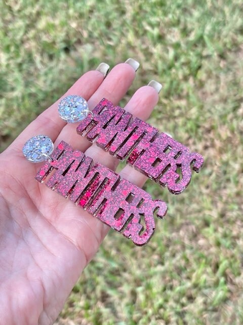 Panthers Game Day spirit earrings - Victory Lakes - VLI Panthers - resin earring - Panthers jewelry - Customizable handmade jewelry
