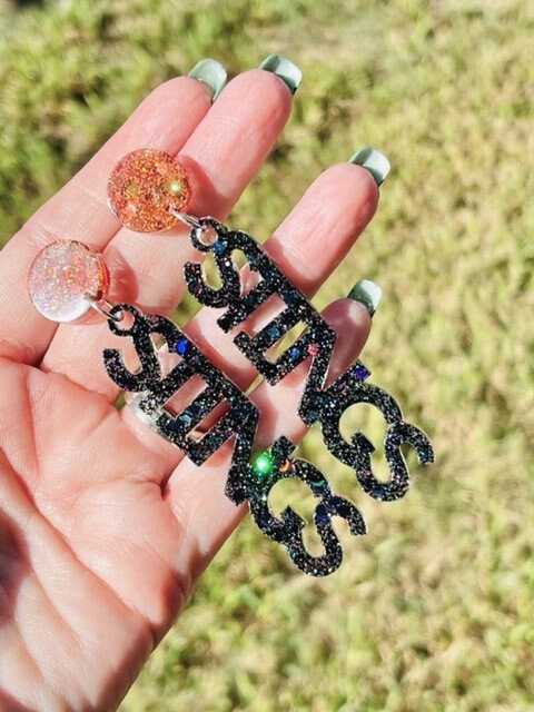 Stings glitter resin earrings - Texas City Stingarees earrings