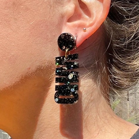 Saints Who Dat Game Day glitter resin earrings - handcrafted - New Orleans Saints Who Dat earrings - handmade jewelry