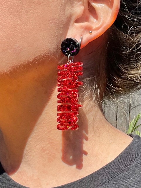 Wolverines Game Day glitter resin earrings