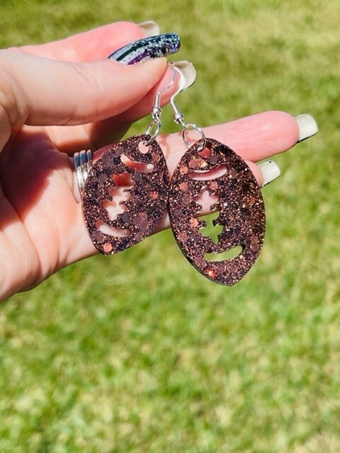 Football glitter resin earrings
