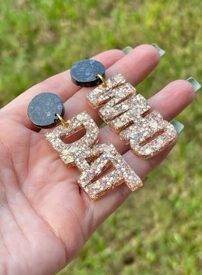Who Dat Game Day glitter resin earrings