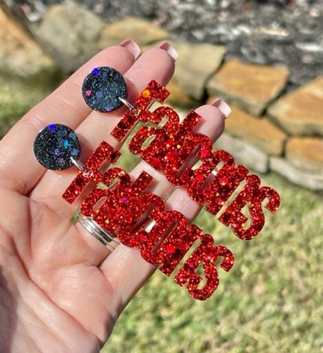 Falcons Game Day glitter resin earring