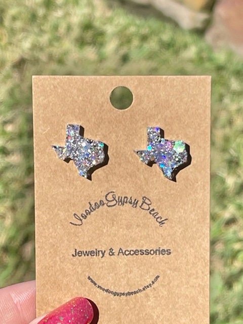 Texas glitter resin stud earrings