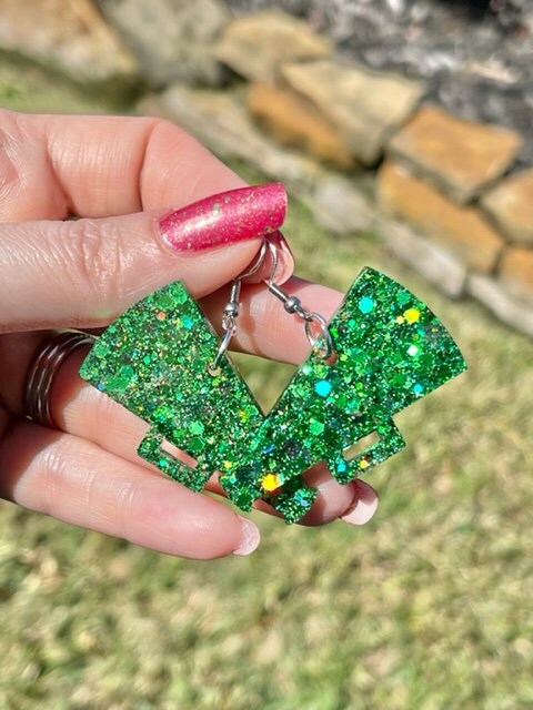Cheer megaphone glitter resin earrings
