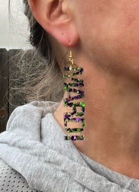 Mardi Gras resin earrings - Fat Tuesday - handcrafted