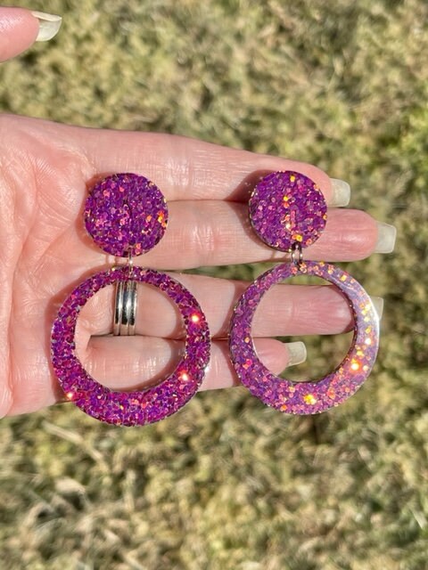 Glitter Hoop resin earrings