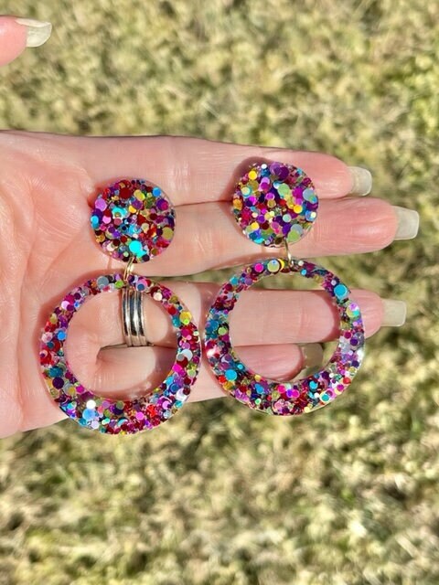 Glitter Hoop resin earrings