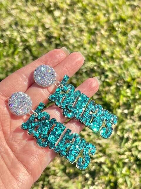 Jaguars Game Day glitter resin earrings