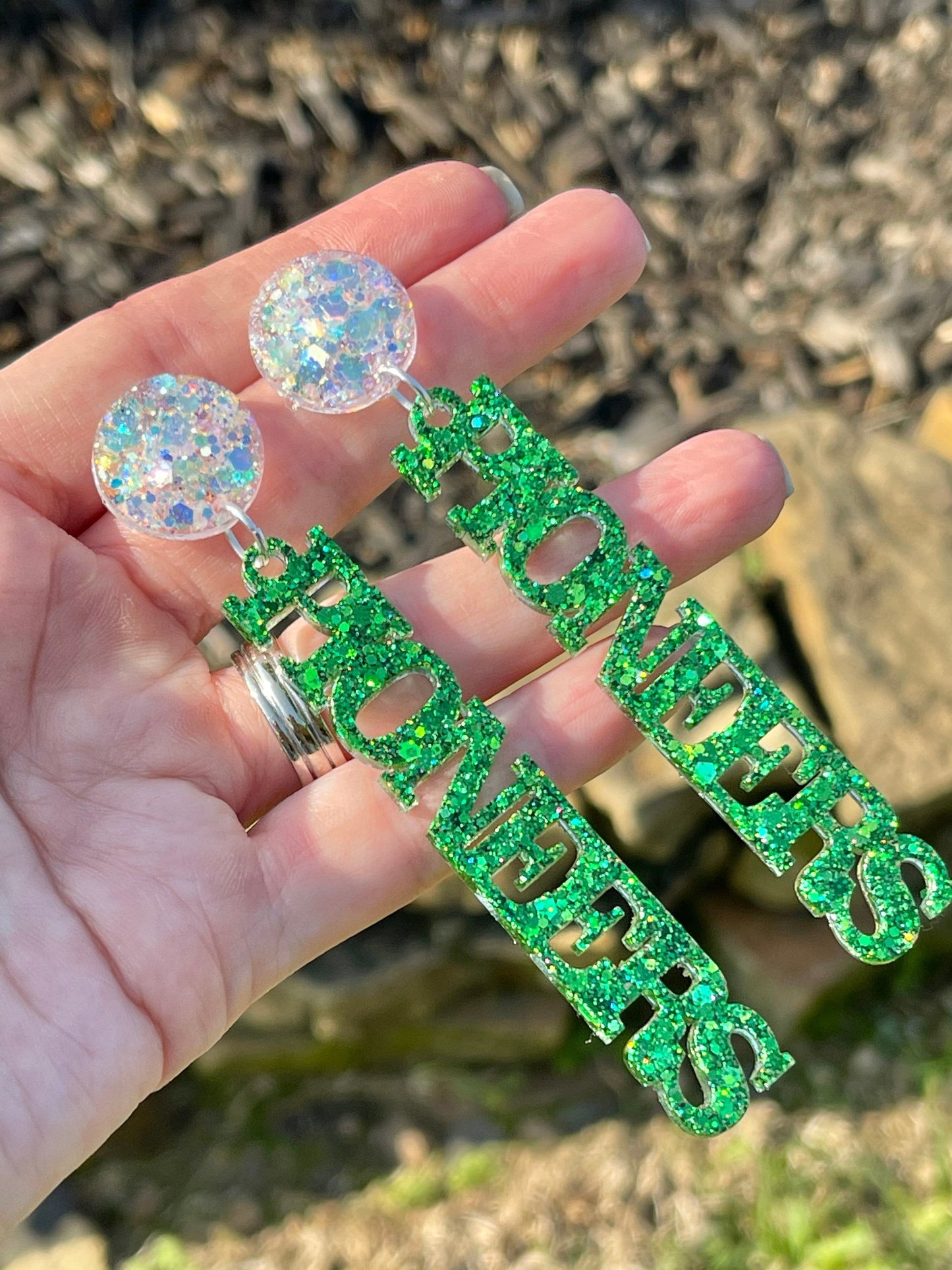 Pioneers Game Day glitter resin earrings - LSA Pioneers