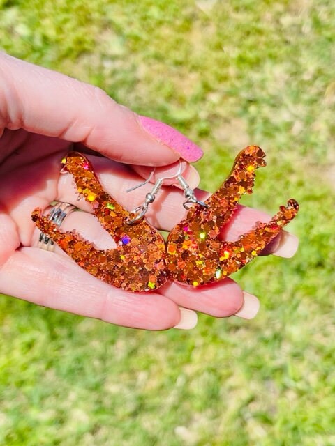 Gator glitter resin earrings