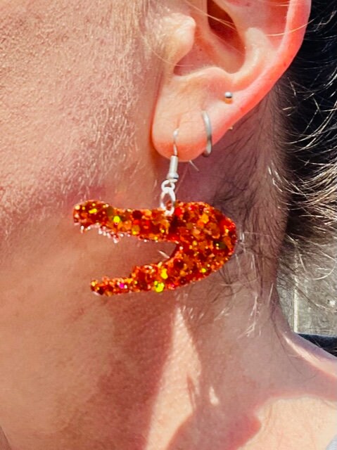 Gator glitter resin earrings
