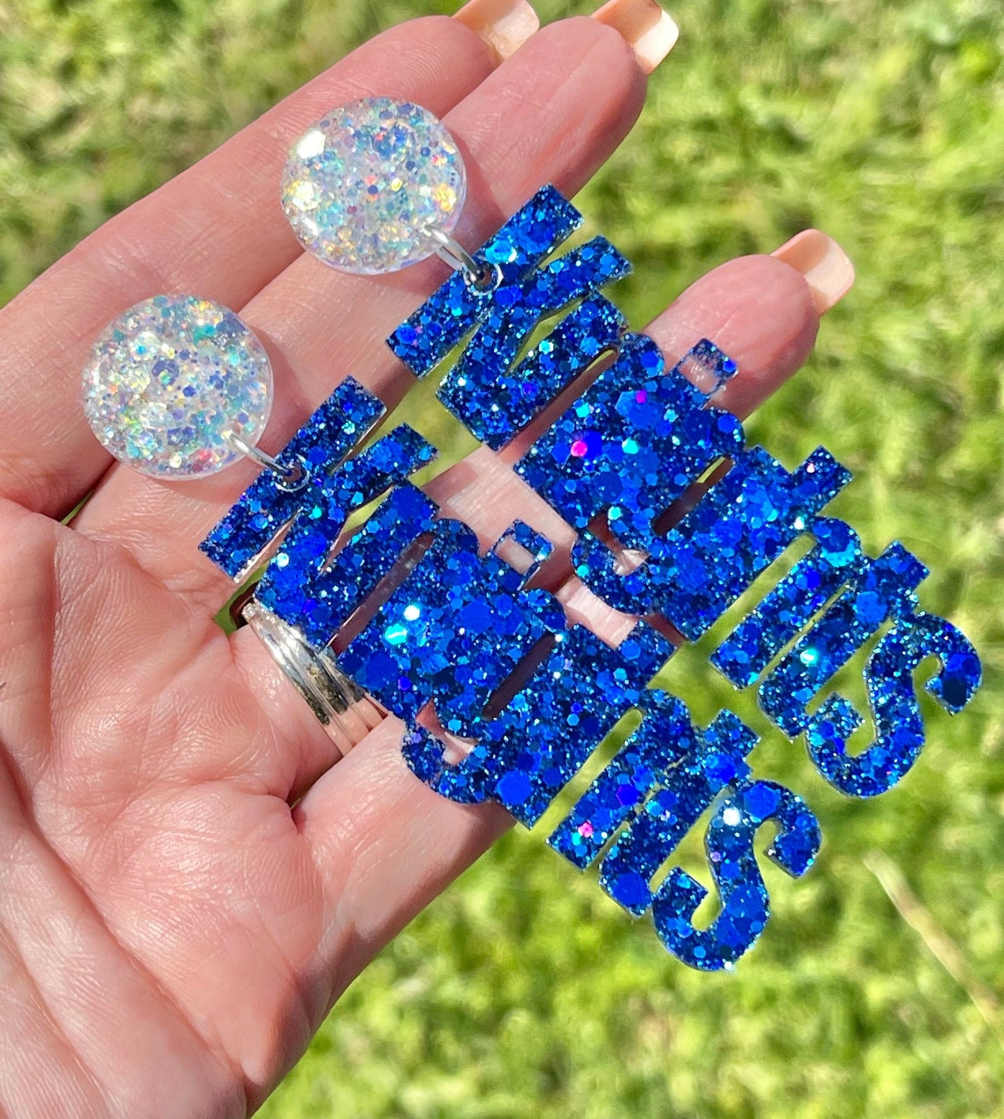 Knights Game Day glitter resin earrings