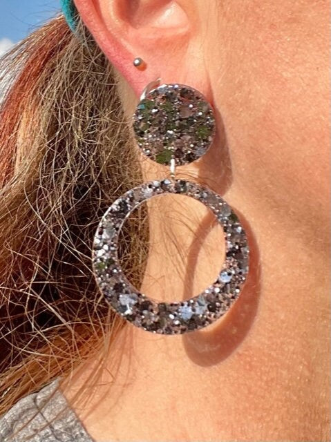 Glitter Hoop resin earrings