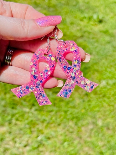 Breast cancer ribbon earring - Awareness ribbon earrings