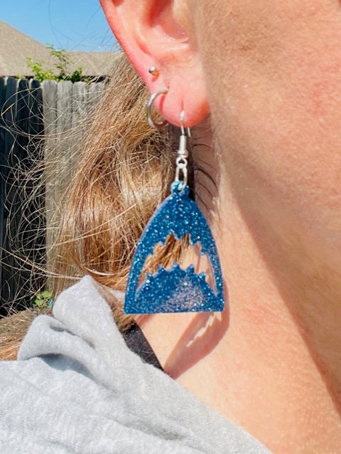 Shark glitter resin earrings