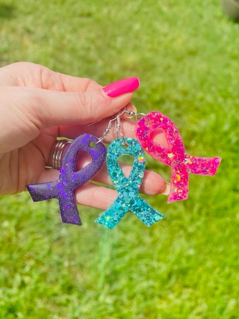 Breast cancer ribbon earring - Awareness ribbon earrings