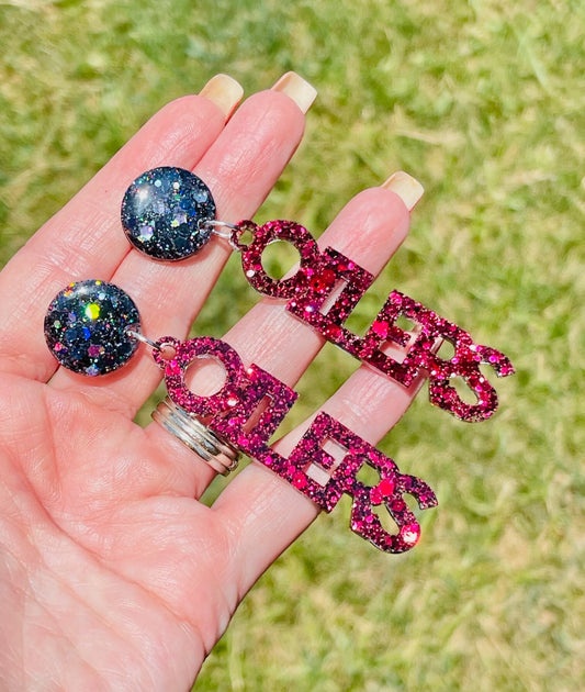 Pearland Oilers Game Day glitter resin earrings