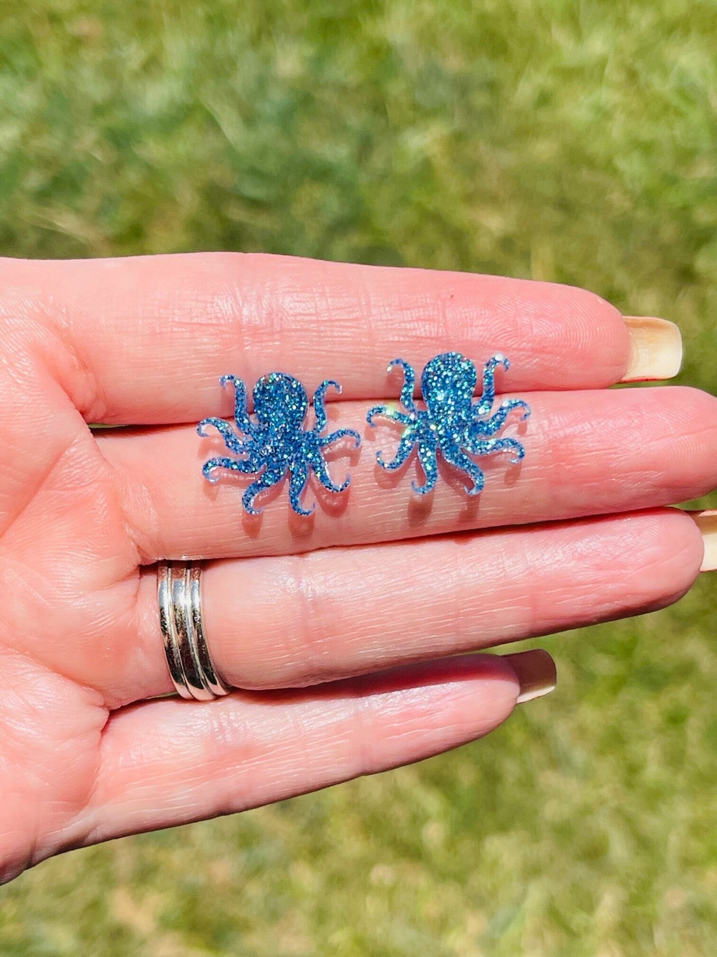 Sparkly Octopus glitter resin stud earrings