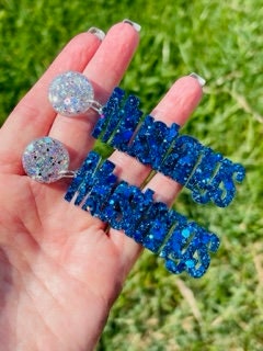 Mustangs Game Day glitter resin earrings