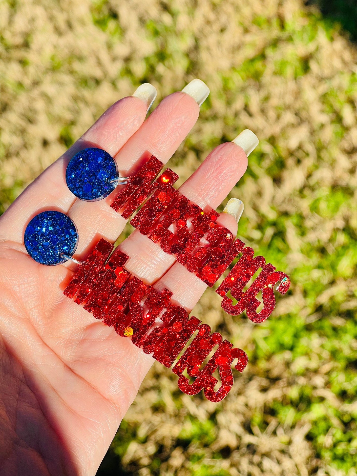 Mustangs Game Day glitter resin earrings