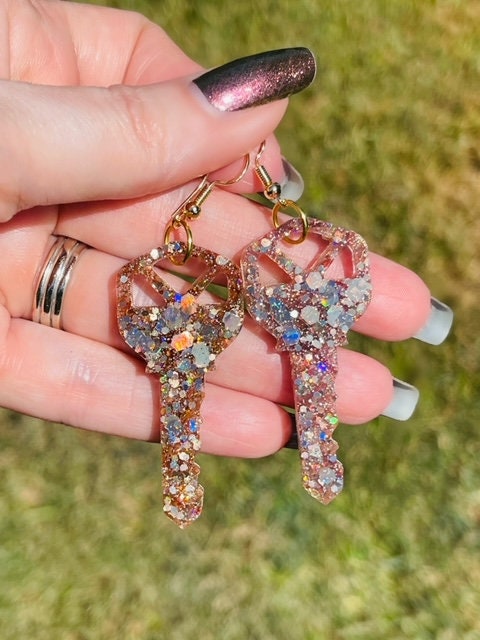 Key Glitter resin earrings - Realtor earrings