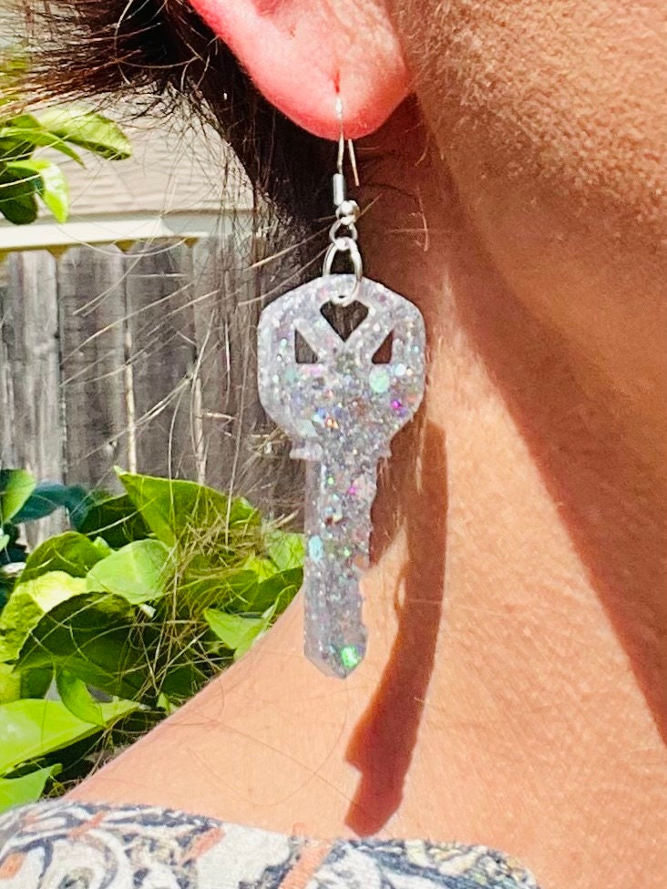 Key Glitter resin earrings - Realtor earrings