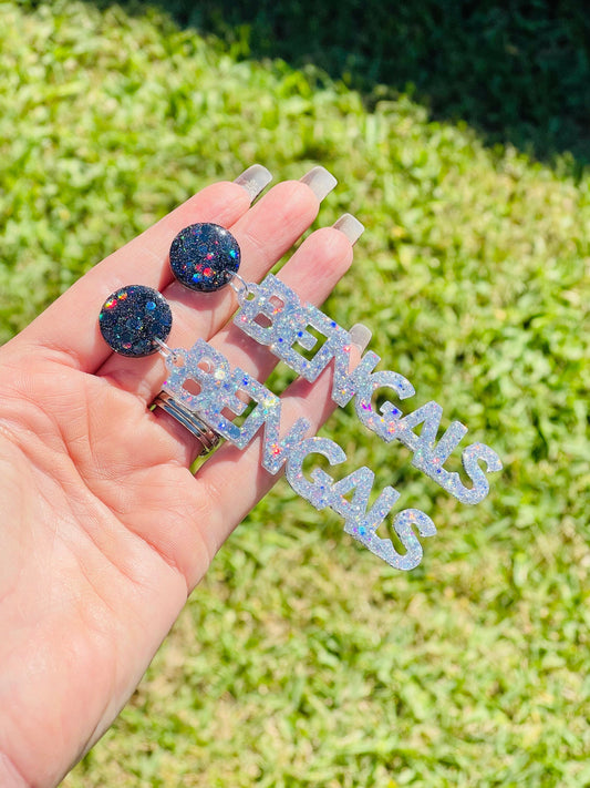 Bengals Game Day glitter resin earring