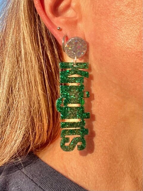 Knights Game Day glitter resin earrings