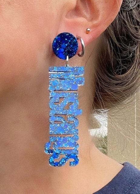 Mustangs Game Day glitter resin earrings