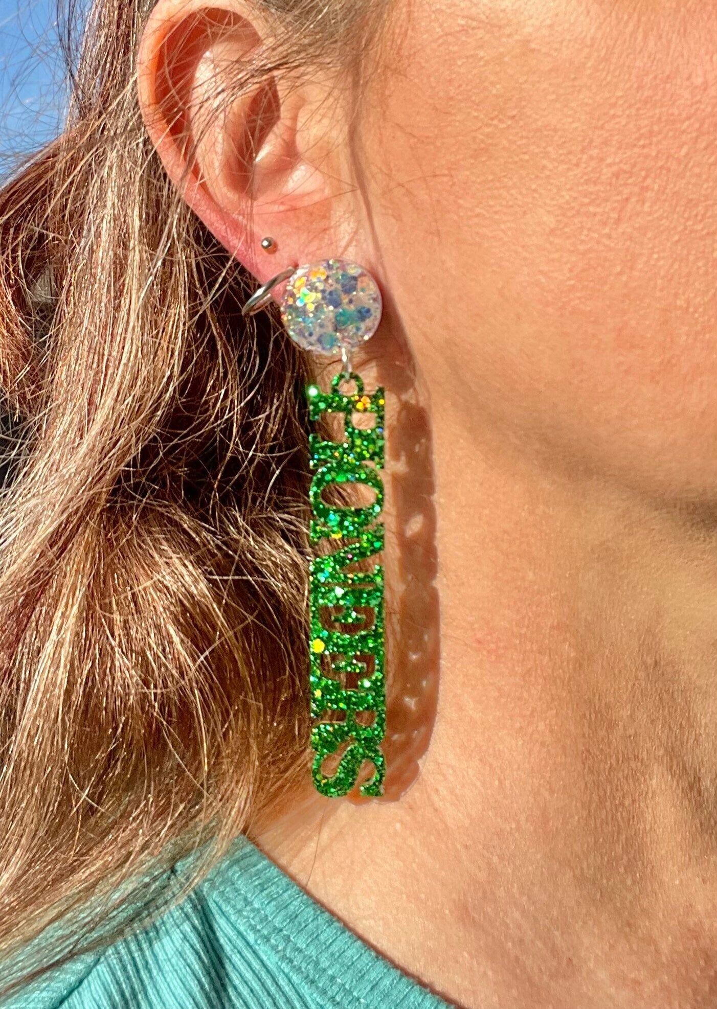 Pioneers Game Day glitter resin earrings - LSA Pioneers