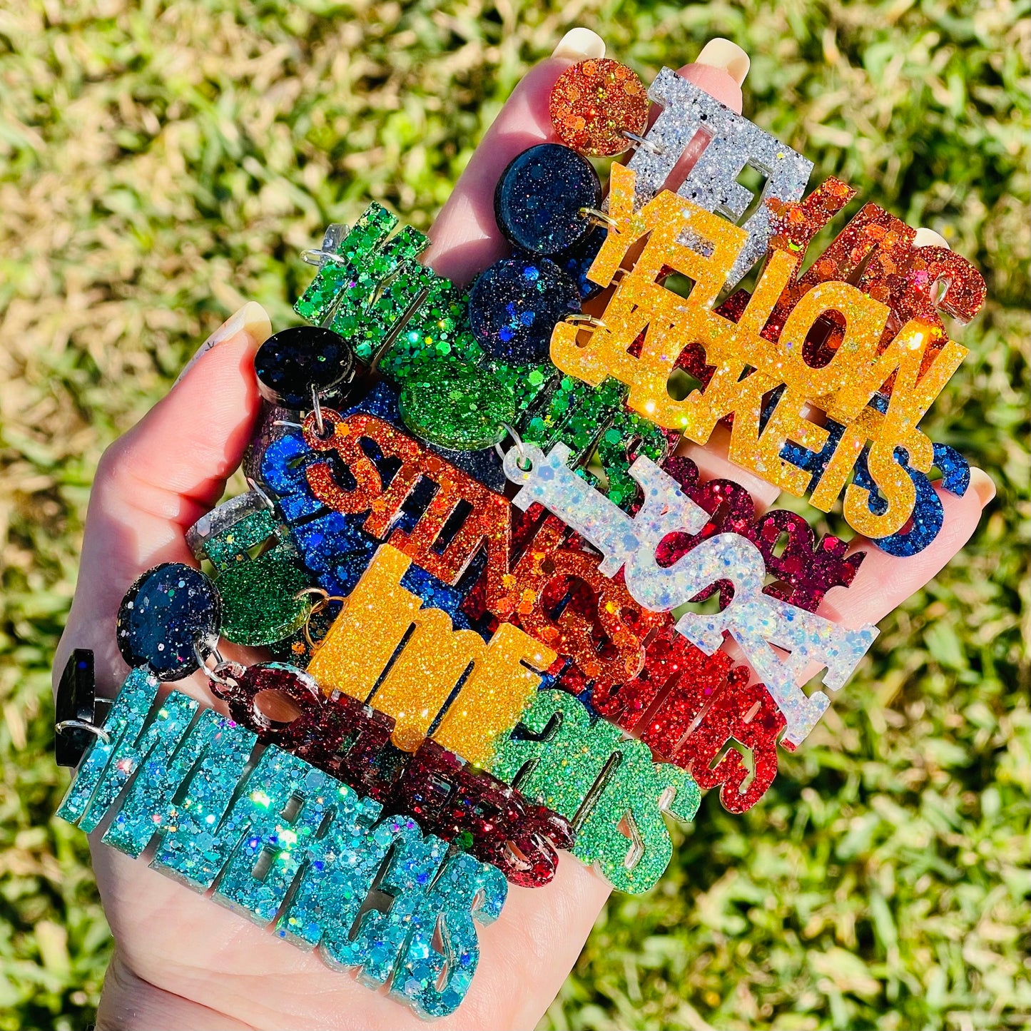 Customizable Houston Game Day Glitter Resin Earrings