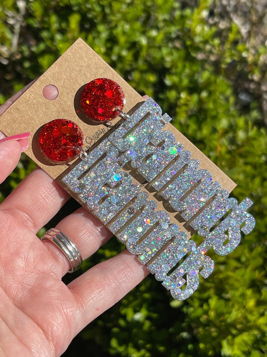 Diamonds Game Day glitter resin earrings