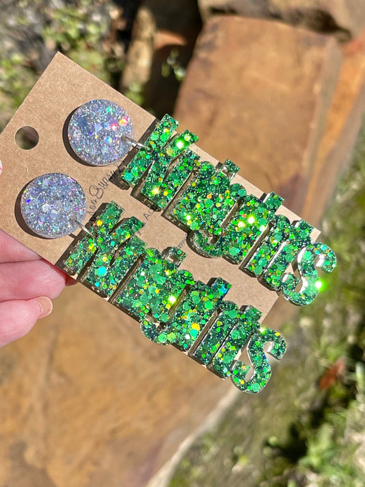Knights Game Day glitter resin earrings